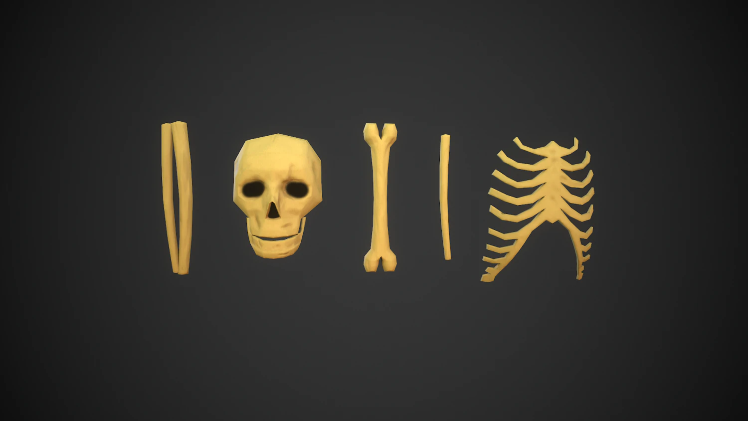 Stylized bones 3D Model .c4d .max .obj .3ds .fbx .stl .blend 