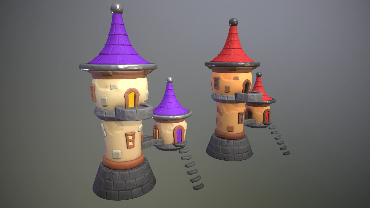 Stylized magic tower 3D Model .c4d .max .obj .3ds .fbx .stl .blend 