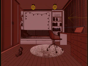 M&auml;dchenschlafzimmer 3D Modell