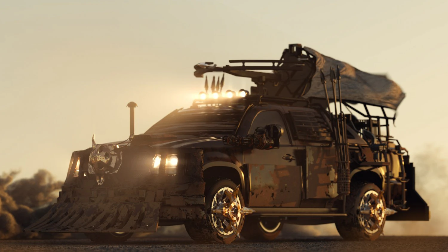 apocalyptic car 3D Model .c4d .max .obj .3ds .fbx .stl .blend 