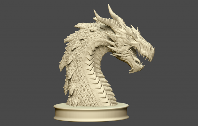 dragon bust 3D-printmodel .c4d .max .obj .3ds .fbx .stl .blend 