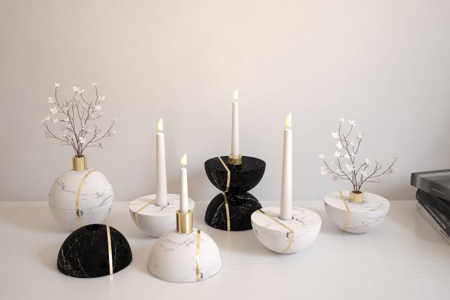 candle holders set 3D मॉडल .c4d .max .obj .3ds .fbx .stl .blend 
