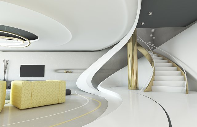 modern interior livining room design by folding style 3D मॉडल .c4d .max .obj .3ds .fbx .stl .blend 
