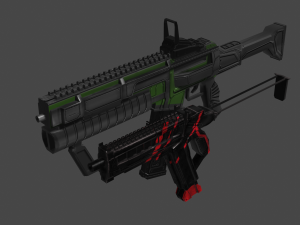 two lowpoly futuristic 3D-Modell