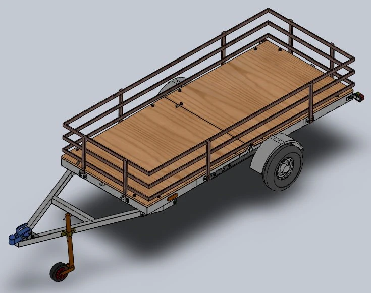 Folding trailer 3D Model .c4d .max .obj .3ds .fbx .stl .blend