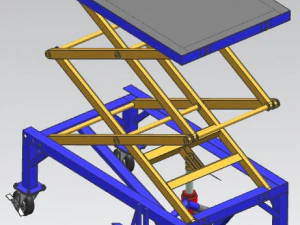 Scissor lift table powered by hydraulic jack 3D Model