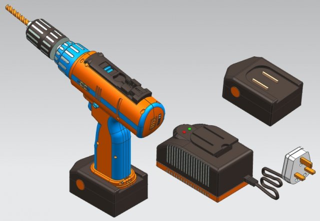 Cordless drill 3D मॉडल .c4d .max .obj .3ds .fbx .stl .blend 