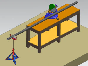 Hydraulic in-feed out-feed support roller 3D Model