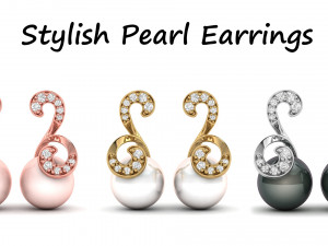 stylish pearl diamond earrings Modello di stampa 3D