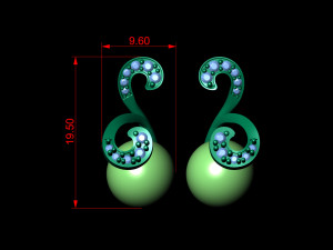 stylish pearl diamond earrings 3D Print Model