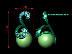 stylish pearl diamond earrings 3D Print Model