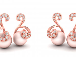 stylish pearl diamond earrings 3D Print Model