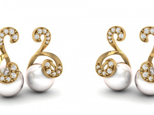 stylish pearl diamond earrings 3D Print Model