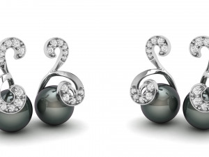 stylish pearl diamond earrings 3D Print Model