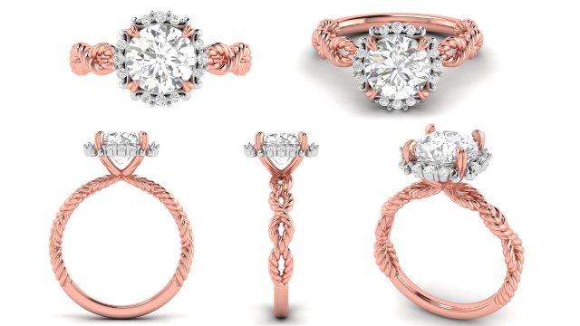 spiral knot engagement ring 3D Baskı Modeli .c4d .max .obj .3ds .fbx .stl .blend 
