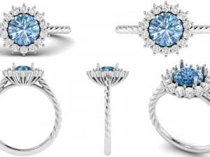 라운드 트위스트 리본 약혼 반지 3D 프린트 모델