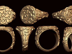 round plain gold nugget signet ring 3D Print Model