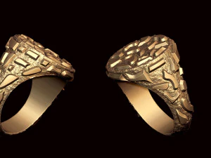 round plain gold nugget signet ring 3D Print Model