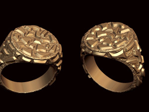round plain gold nugget signet ring 3D Baskı Modeli