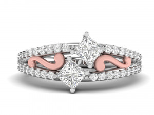 princess cut ribbon engagement ring 3D Print Model