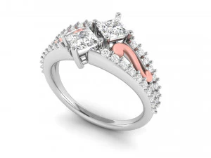 princess cut ribbon engagement ring 3D Print Model