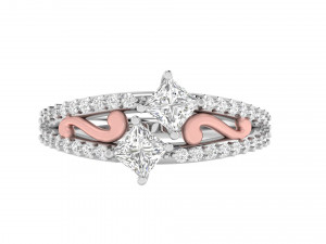 princess cut ribbon engagement ring 3D Print Model