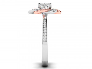 princess cut floral rose gold engagement ring Modèles 3D en vedette
