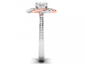 princess cut floral rose gold engagement ring 3D Print Model