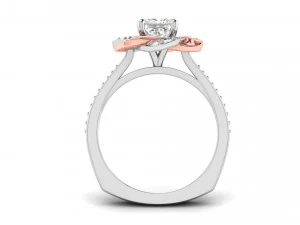 princess cut floral rose gold engagement ring 3D Print Model