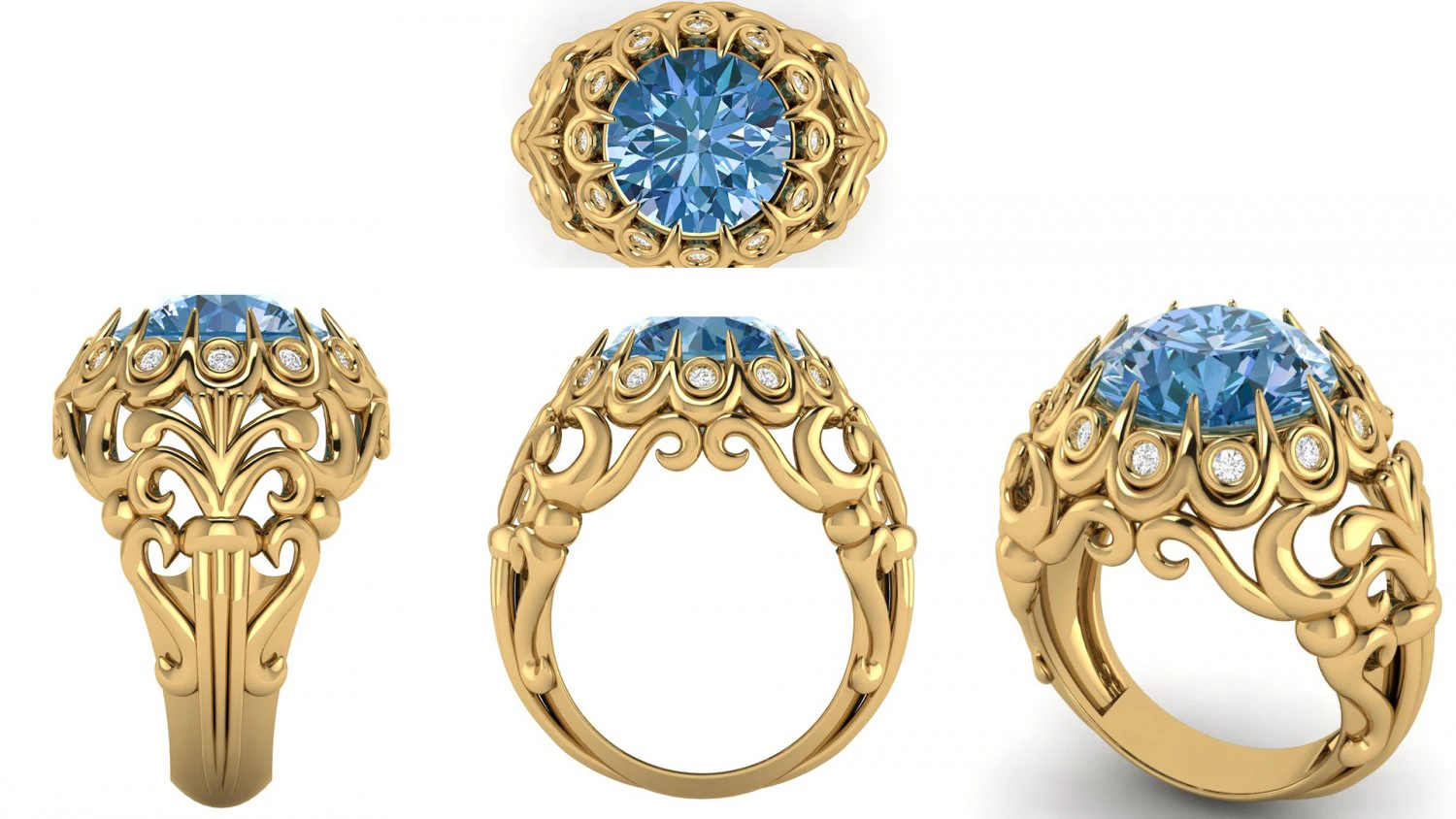 lady coktail ring 3D Print Model .c4d .max .obj .3ds .fbx .stl .blend