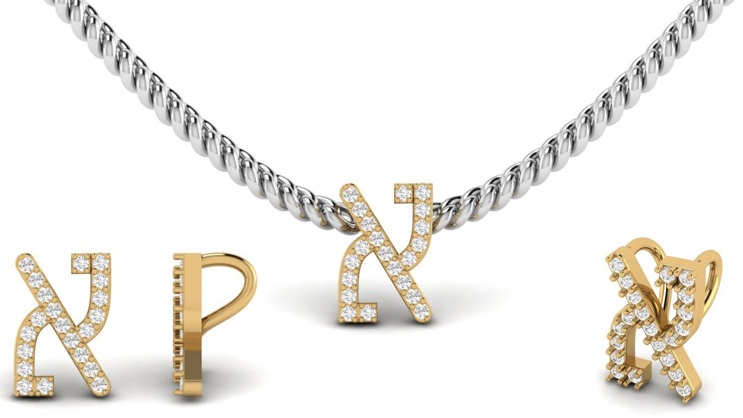 herbew small letter pendant 3D Print Model .c4d .max .obj .3ds .fbx .stl .blend