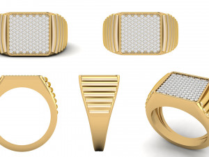 gents diamond signet ring 3D Print Model