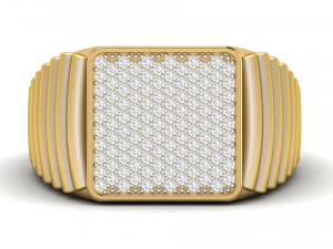 gents diamond signet ring 3D Print Model