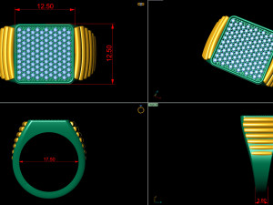 gents diamond signet ring 3D Print Model