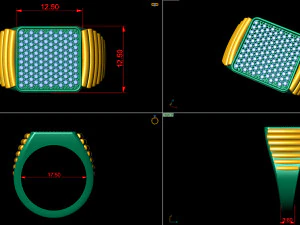 gents diamond signet ring 3D Print Model
