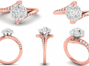 다이아몬드 클러스터 꽃 반지 3D 프린트 모델