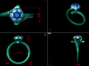 diamond cluster flower ring 3D 프린트 모델