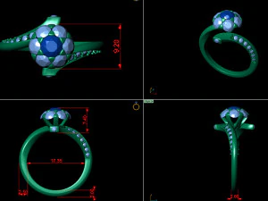 diamond cluster flower ring 3D Print Model