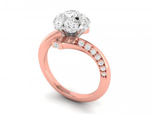 diamond cluster flower ring 3D Print Model