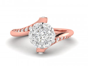 diamond cluster flower ring 3D 프린트 모델