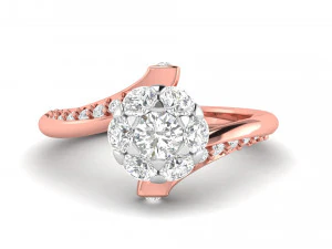 diamond cluster flower ring 3D Print Model
