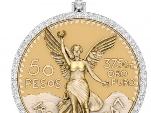 double face mexican 50 pesos gold coin diamond pendant 3D Print Model