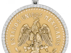 double face mexican 50 pesos gold coin diamond pendant 3D Print Model