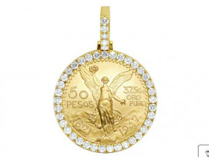 double face mexican 50 pesos gold coin diamond pendant 3D Print Model