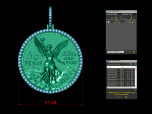 double face mexican 50 pesos gold coin diamond pendant Modelo de impresión 3D