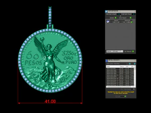 double face mexican 50 pesos gold coin diamond pendant 3D Print Model