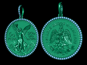 double face mexican 50 pesos gold coin diamond pendant Modelo de impresión 3D