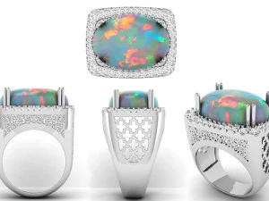 anello con pietra ovale cabochon Modello di stampa 3D