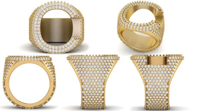 c letter diamond ring 3D Print Model .c4d .max .obj .3ds .fbx .stl .blend 