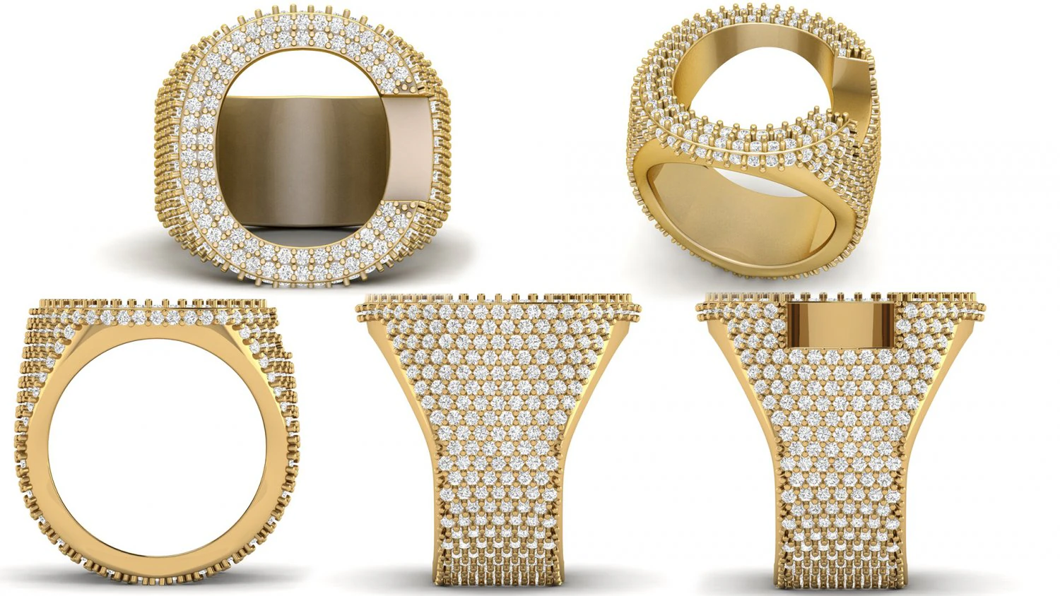 c letter diamond ring 3D Print Model .c4d .max .obj .3ds .fbx .stl .blend 